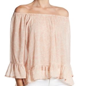 Sanctuary boho pink floral off the shoulders top